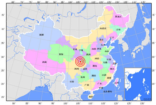 甘肃武都与陕西宁强交界5.5级地震 图片来源：中国地震信息网