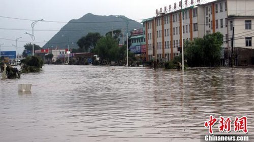 图：吉林省永吉县遭遇特大洪灾县城被淹