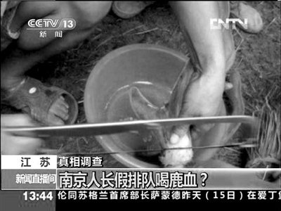 央视称“游客在南京排队喝鹿血”系假新闻