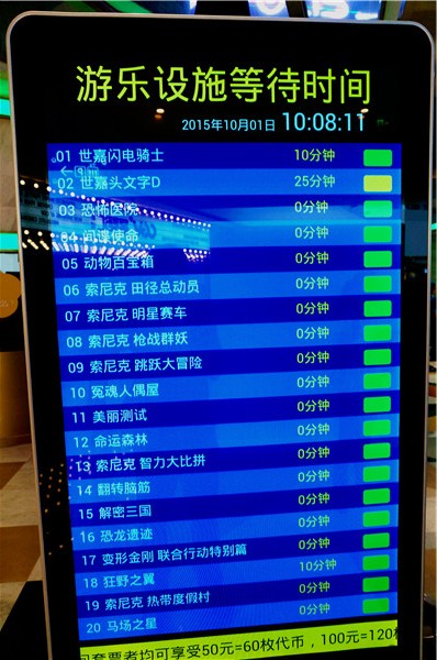 游乐设施等待时间